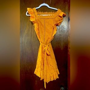 Indikah by Angel biba Yellow/Orange Prairie Dress, NWT